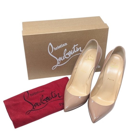 Christian Louboutin Nude Pigalle Follies 100 Patent Leather Pointed Pump Heel 40 - Picture 1 of 16
